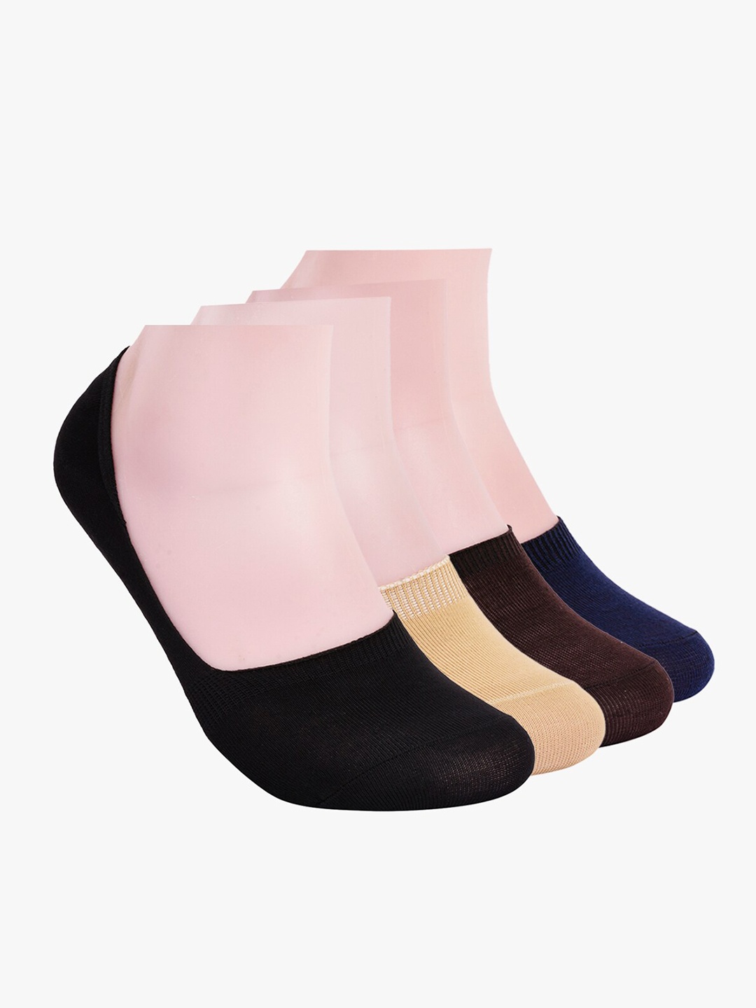 

BuckleUp Men Pack Of 4 Assorted Colourblocked Cotton Shoe Liners