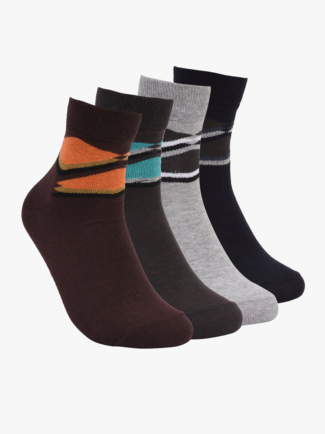 

BuckleUp Men Pack Of 4 Ankle Length Socks, Multi