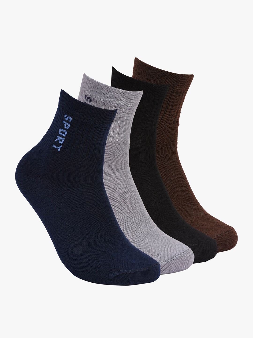 

BuckleUp Men Pack Of 4 Assorted Cotton Calf-Length Socks, Multi