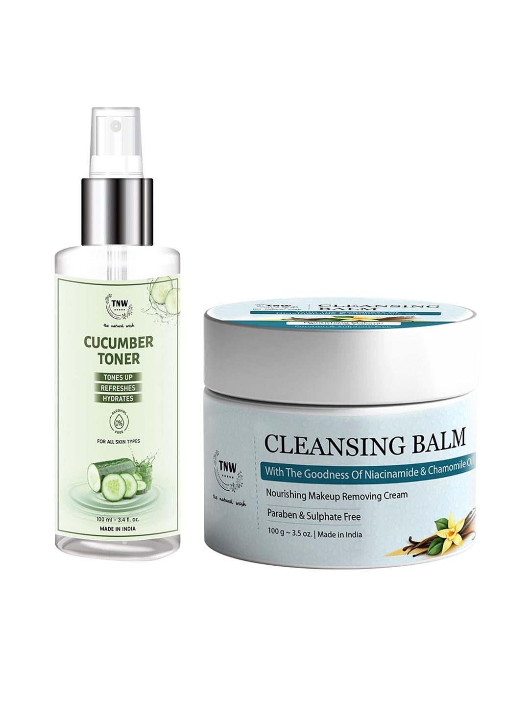 

TNW the natural wash Set of Cleansing Balm 100g & Cucumber Toner 100ml, White