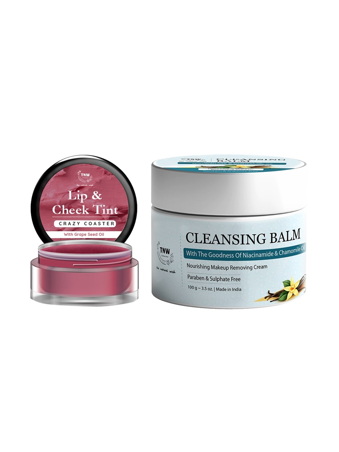 

TNW the natural wash Set of Cleansing Balm 100g & Crazy Coster Lip & Cheek Tint 8g, Pink