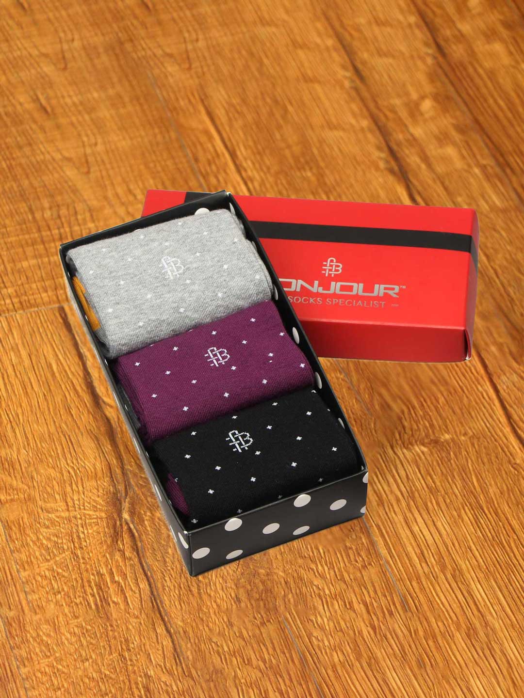 

Bonjour Men Pack of 3 Assorted Calf Length Socks