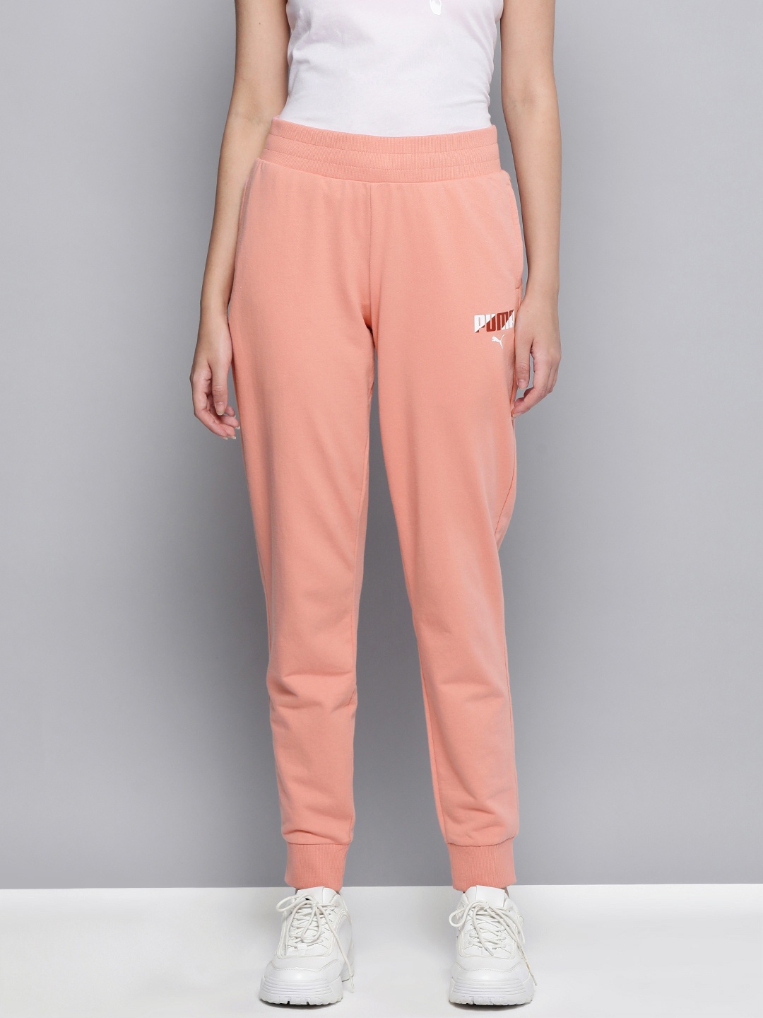 

Puma Women Pink Regular Fit Zippered Stripe Logo Sweatpants