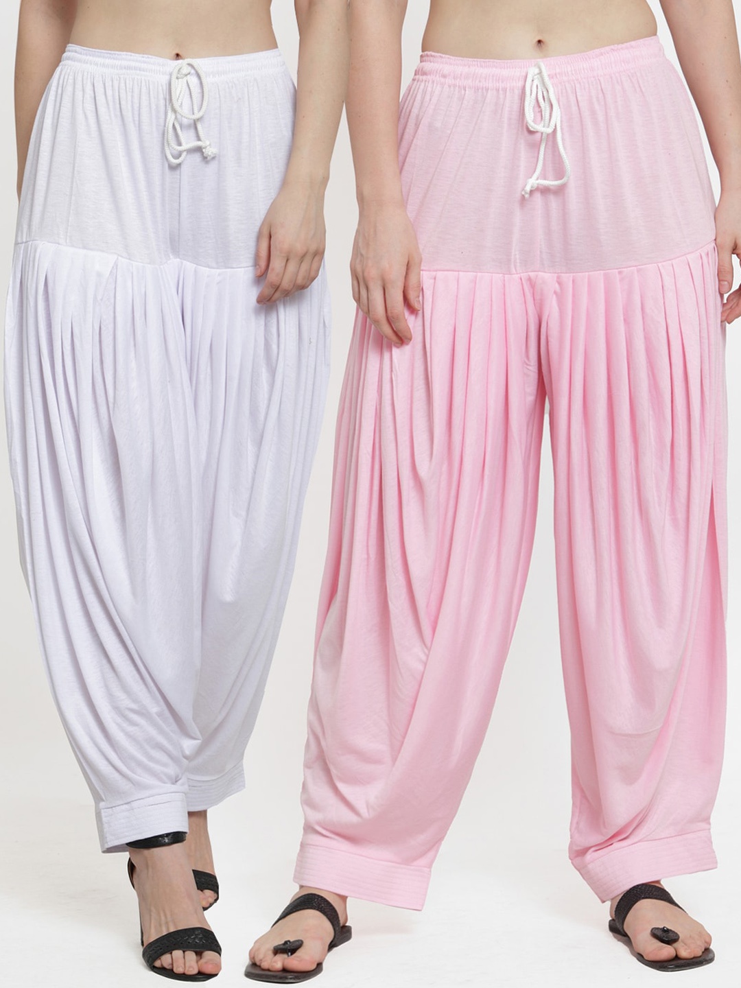 

GRACIT Women Light Pink & White Pack of 2 Loose Fit Patiala