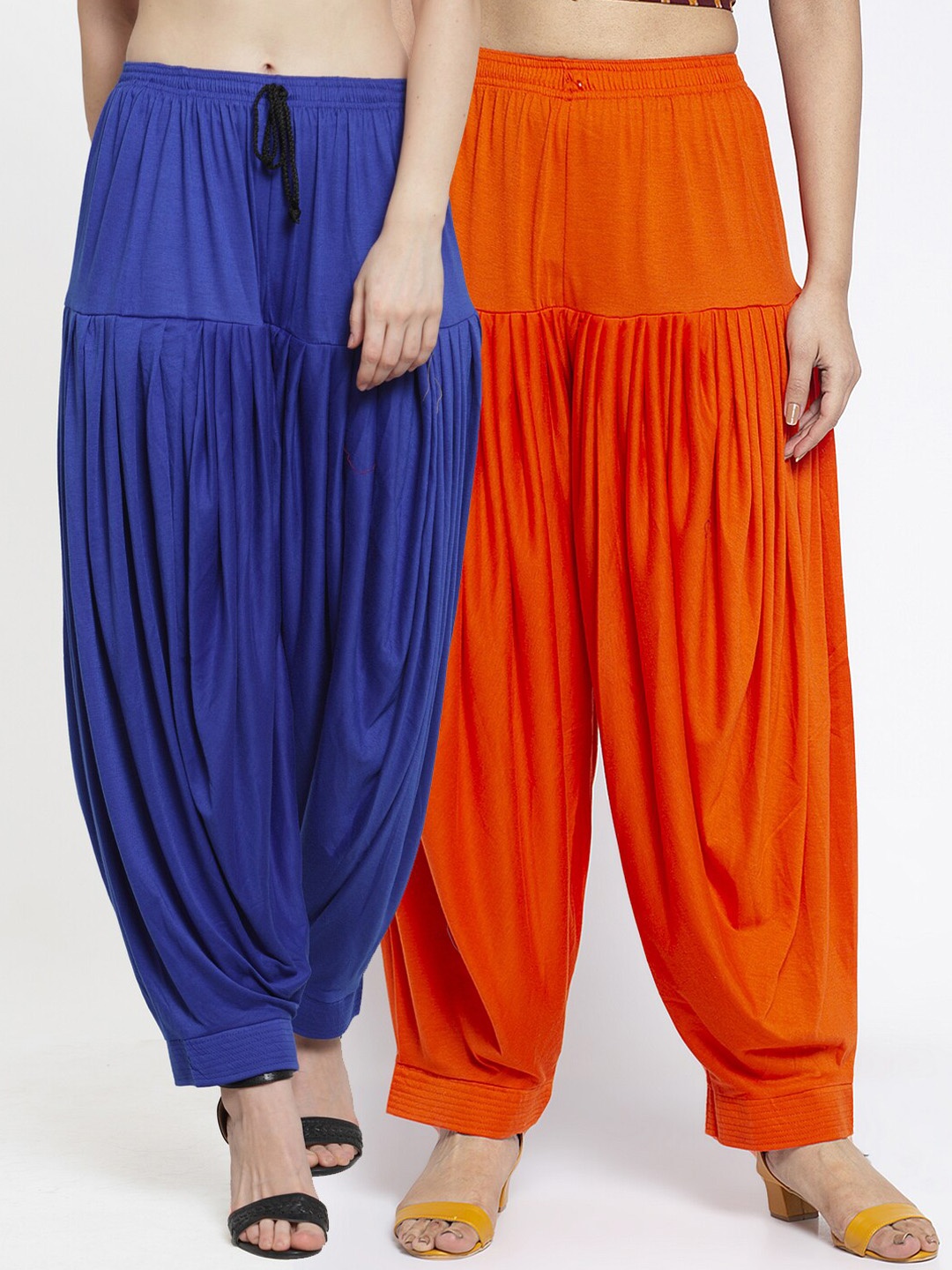 

GRACIT Women Blue & Orange Pack of 2 Solid Patialas
