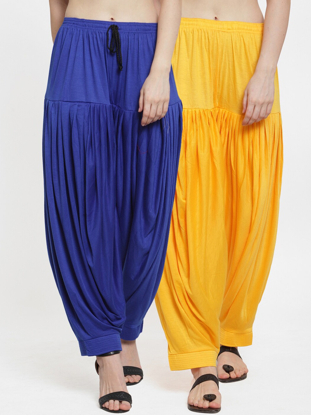 

GRACIT Women Pack of 2 Blue & Yellow Patiala Salwar