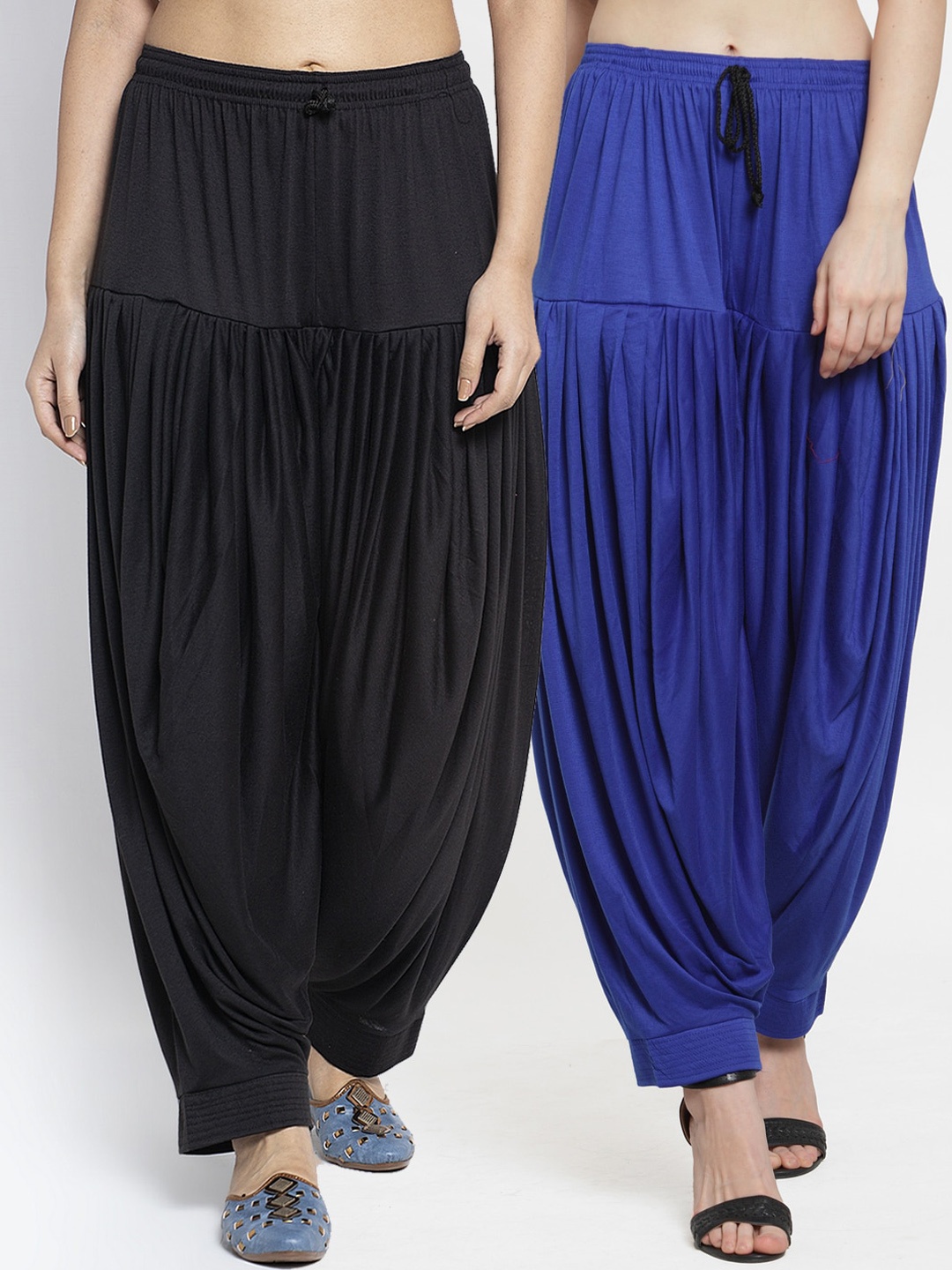 

GRACIT Pack of 2 Women Black & Blue Patiala Salwar