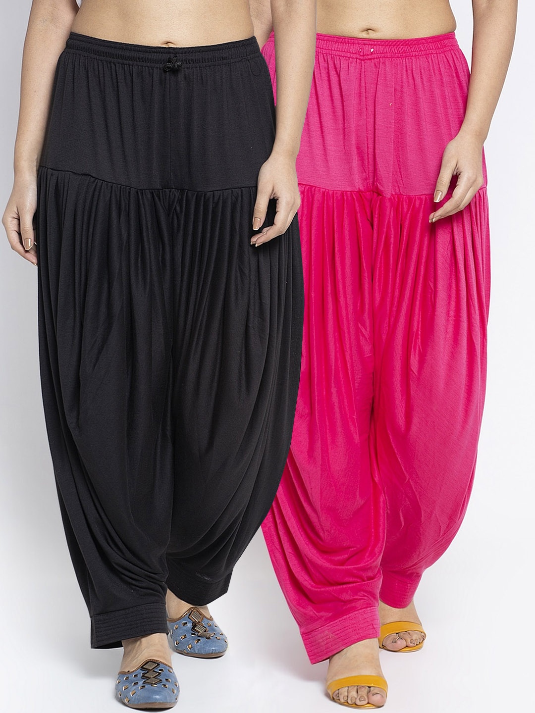 

GRACIT Women Black & Fuchsia Pink Pack of 2 Loose Fit Patiala