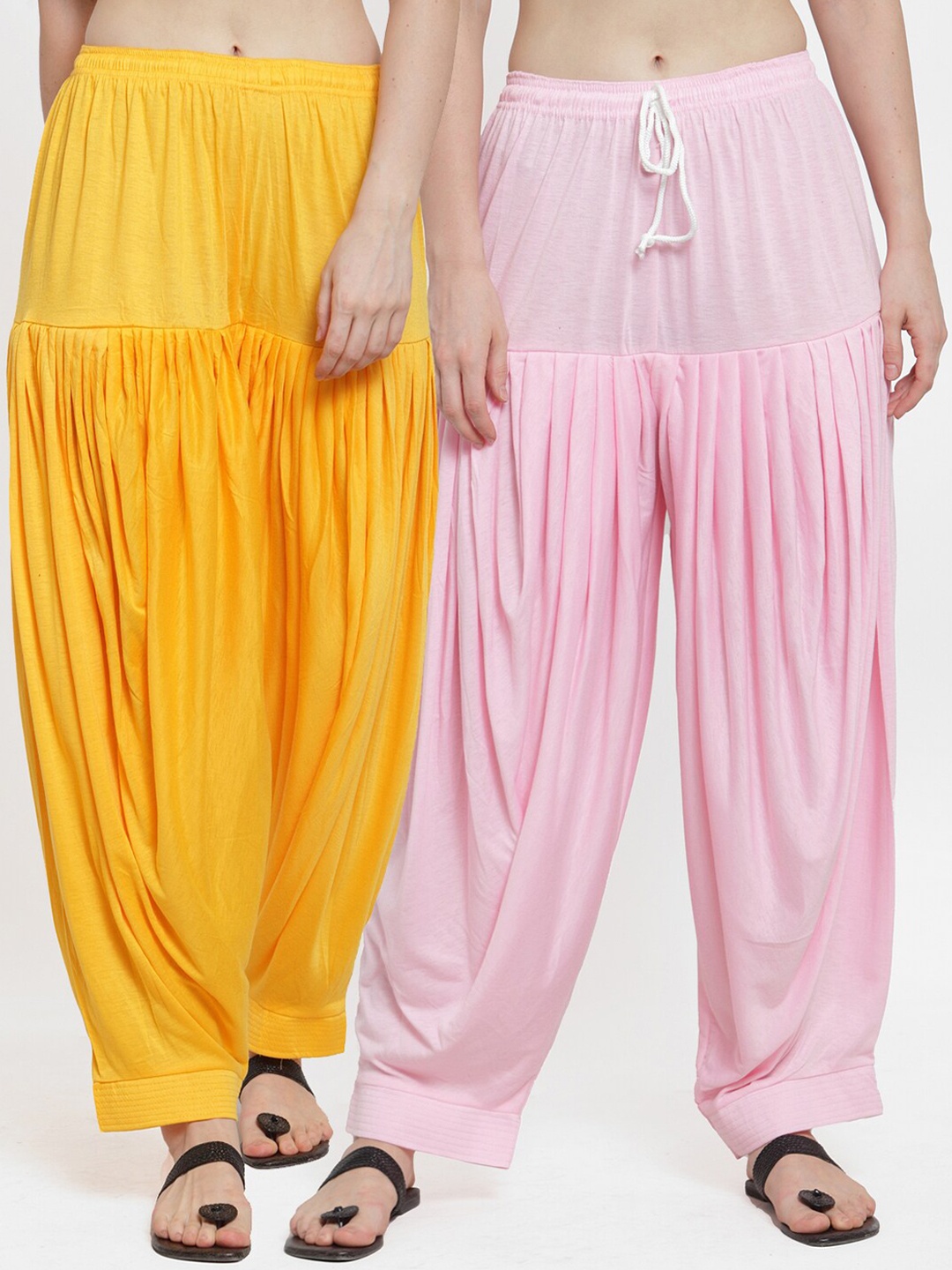 

GRACIT Women Pack of 2 Yellow & Pink Patiala Salwar