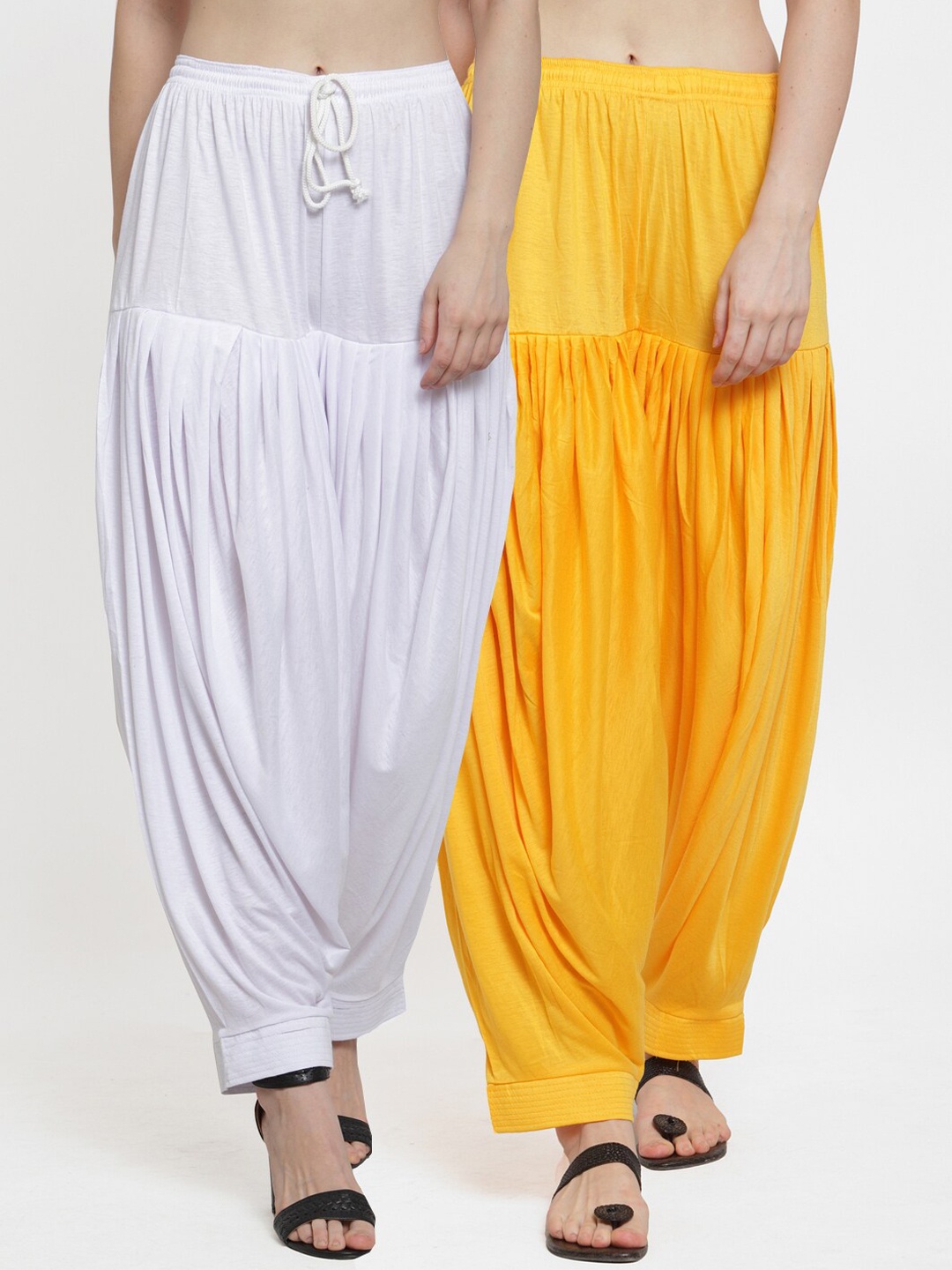 

GRACIT Women Set of 2 Solid Lycra Patiala, White