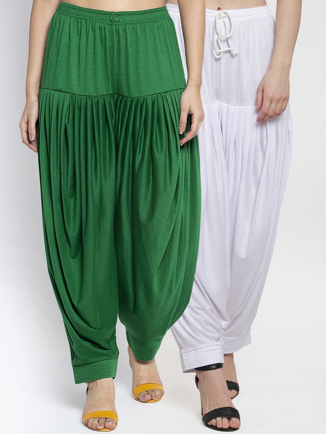 

GRACIT Women White & Green Pack of 2 Loose Fit Patiala
