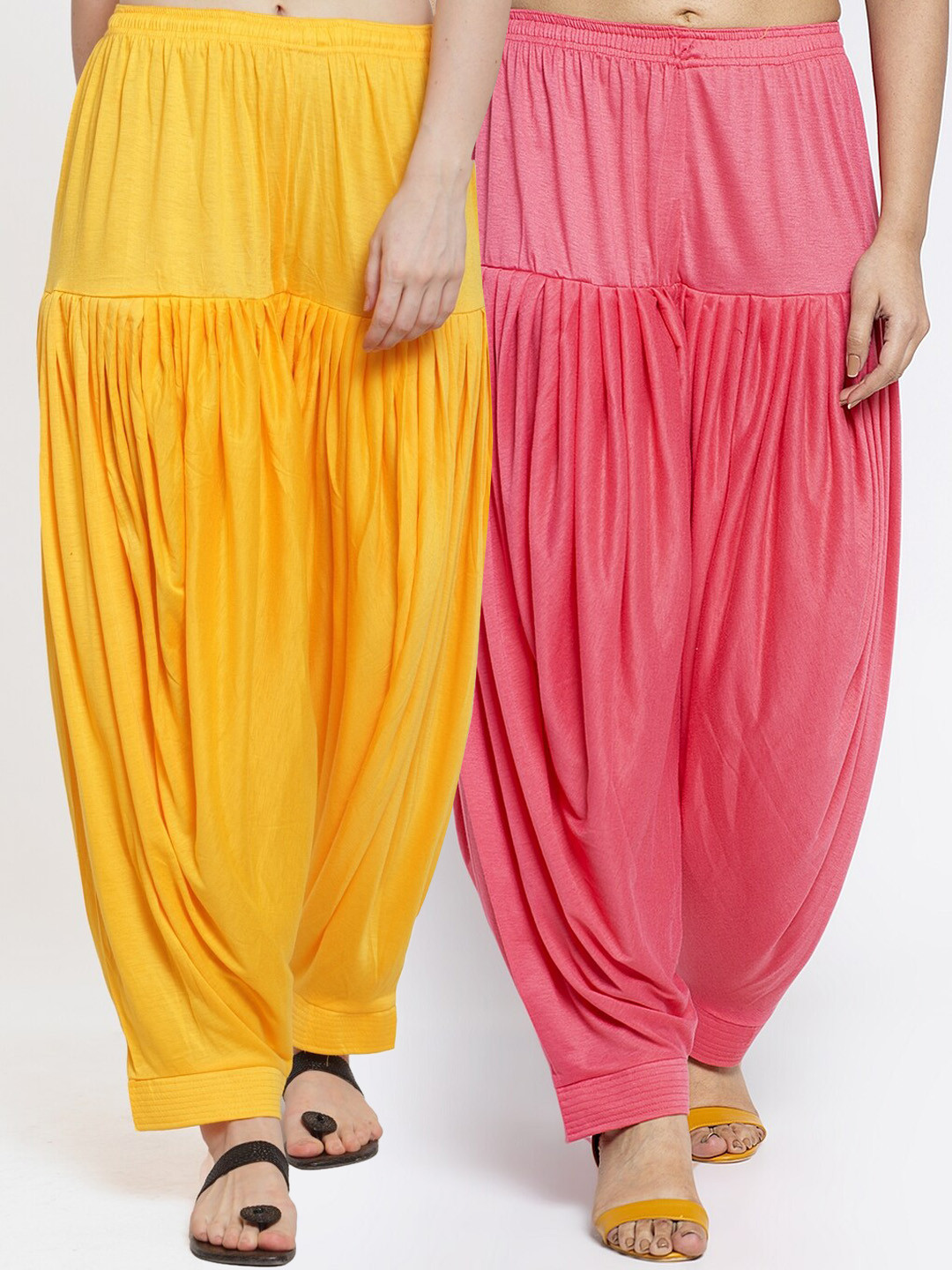

GRACIT Women Pack of 2 Yellow & Pink Patiala Salwar