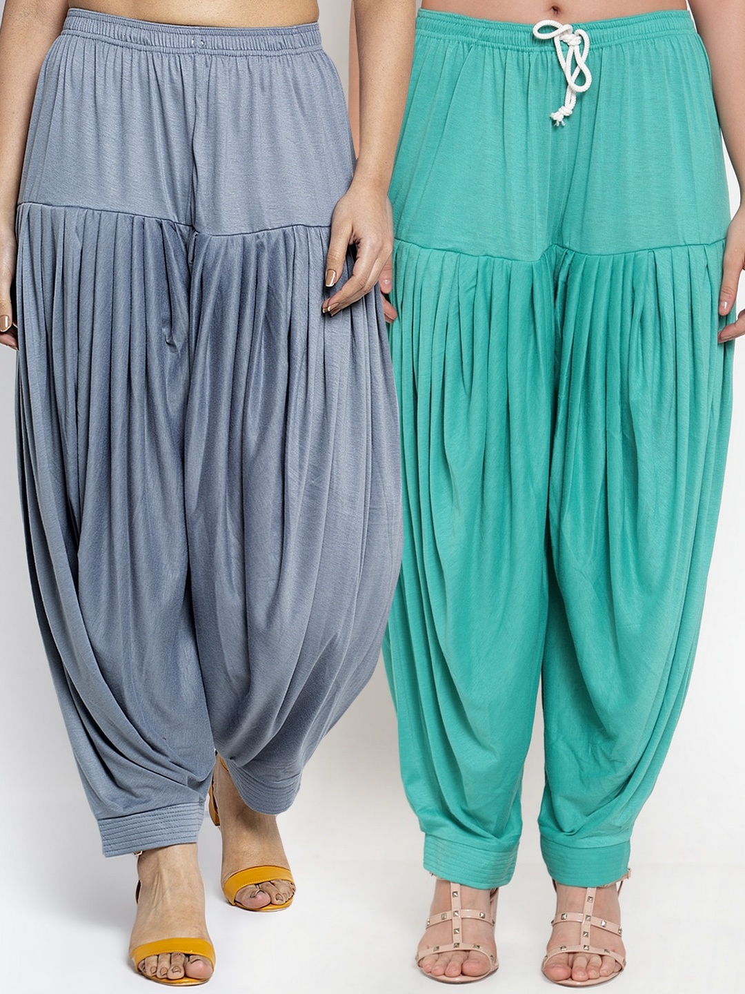 

GRACIT Pack of 2 Women Grey & Turquoise Blue Patiala Salwar