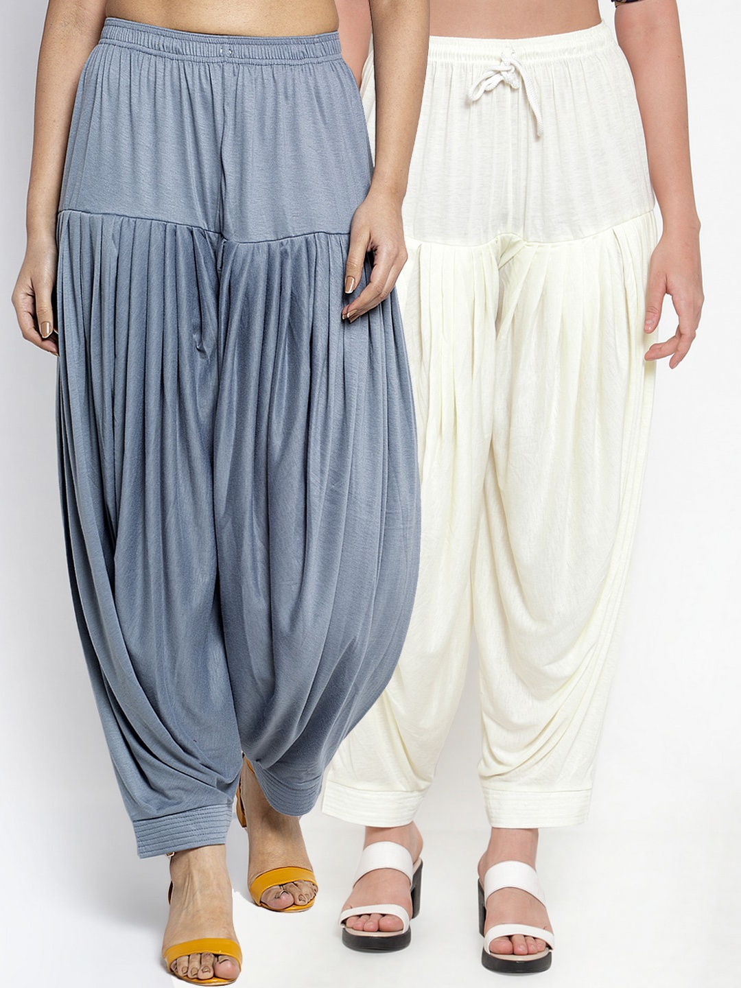 

GRACIT Pack of 2 Women Grey & Off White Patiala Salwar