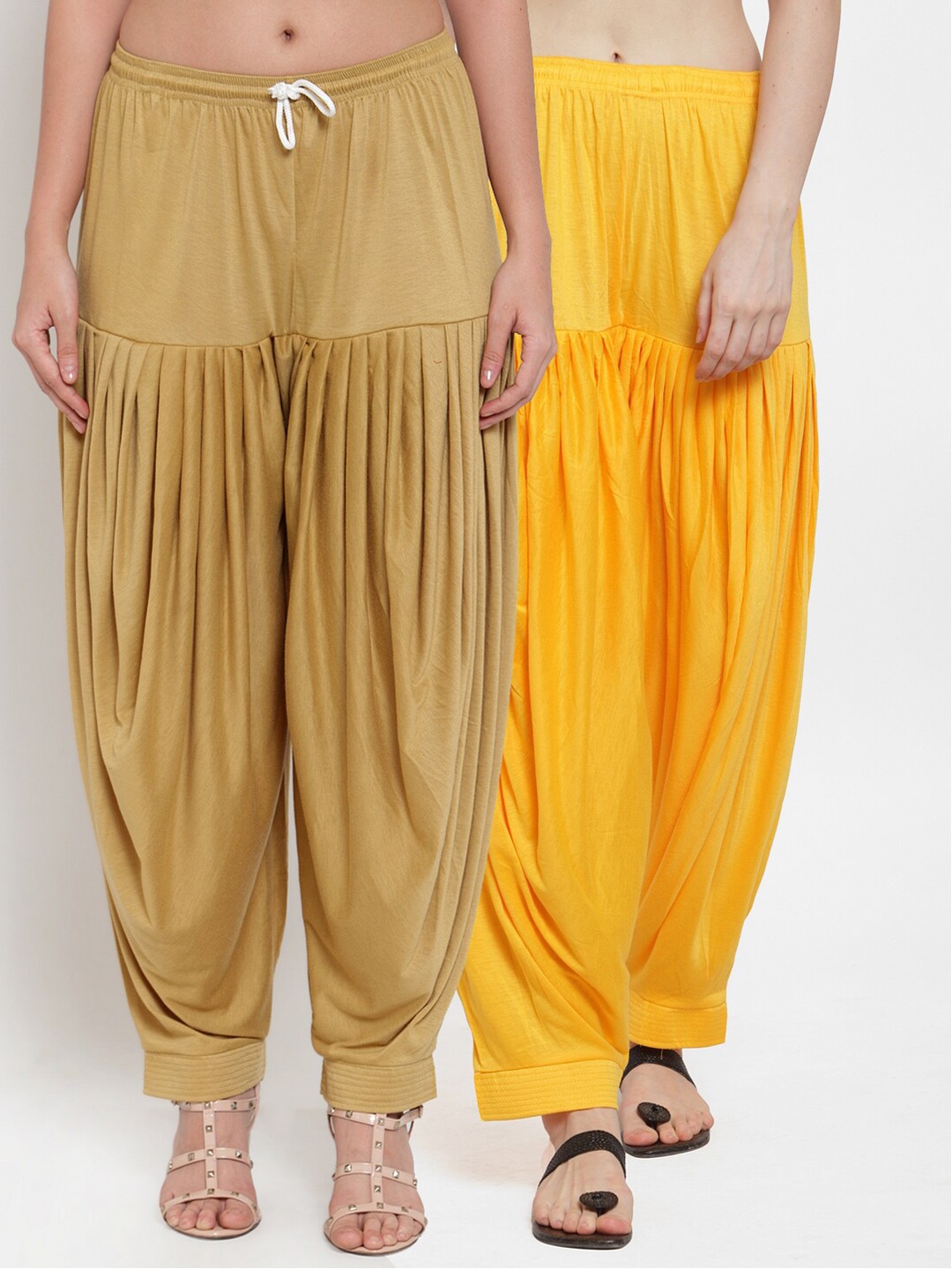 

GRACIT Women Set of 2 Solid Lycra Patiala, Yellow