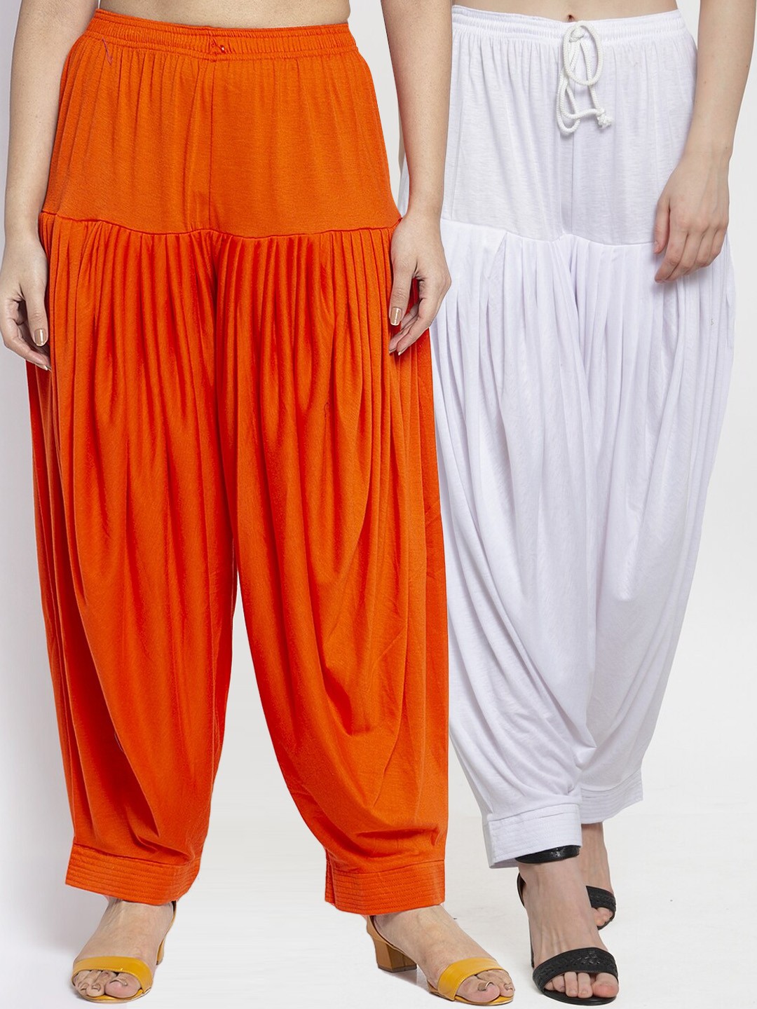 

GRACIT Women Set of 2 Solid Lycra Patiala, White