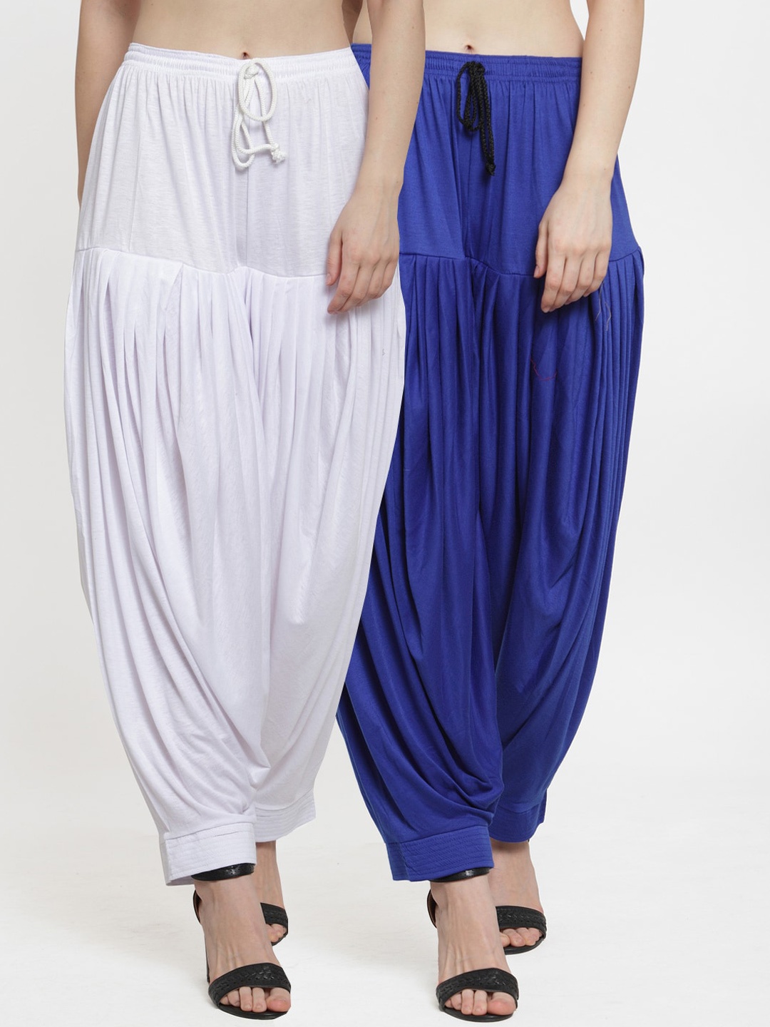 

GRACIT Women White & Blue Pack of 2 Cotton Lycra Patiala Salwar