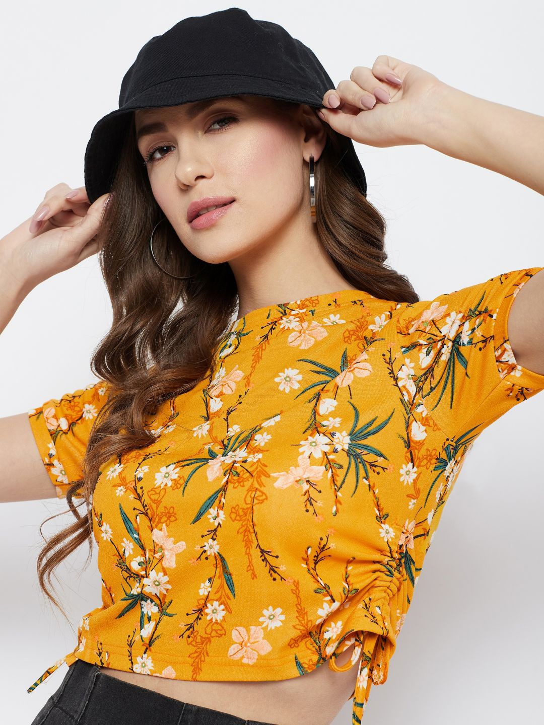 

Uptownie Lite Floral Print Stretchable Tie Up Top, Yellow