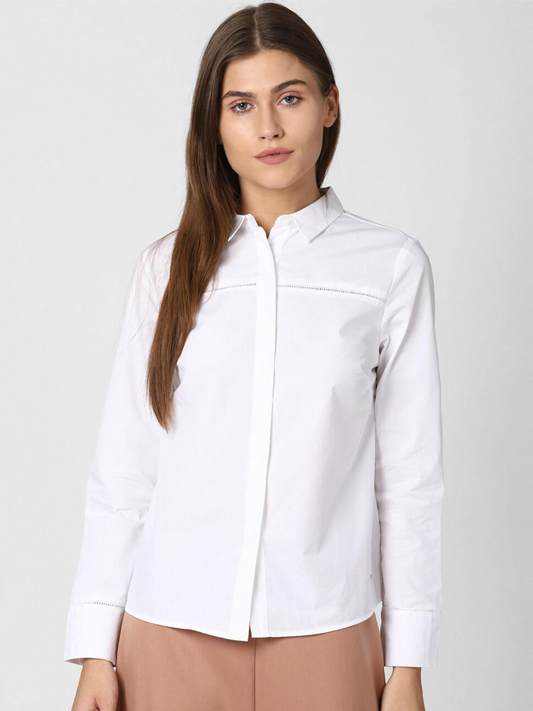 

Van Heusen Woman Women White Solid Regular Fit Casual Shirt