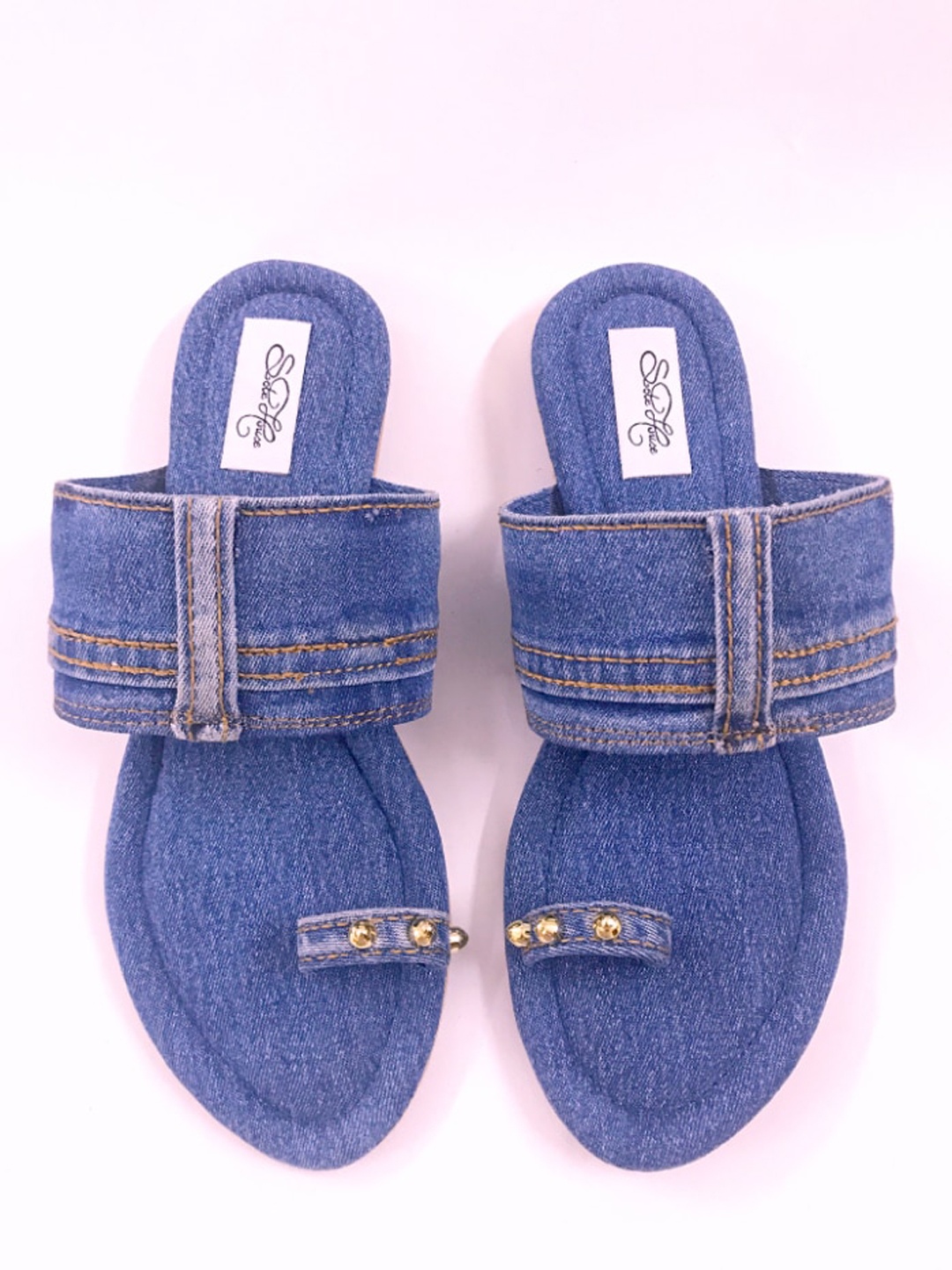 

Sole House Women Blue Denim One Toe Flats