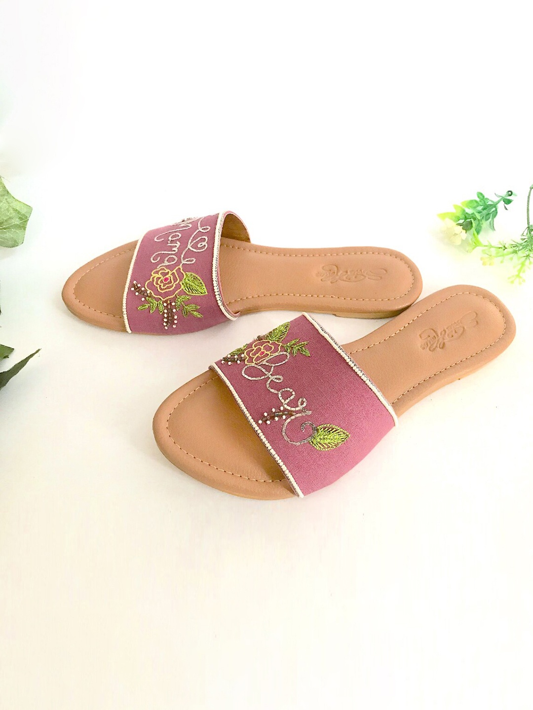 

Sole House Women Pink Embellished Open Toe Flats