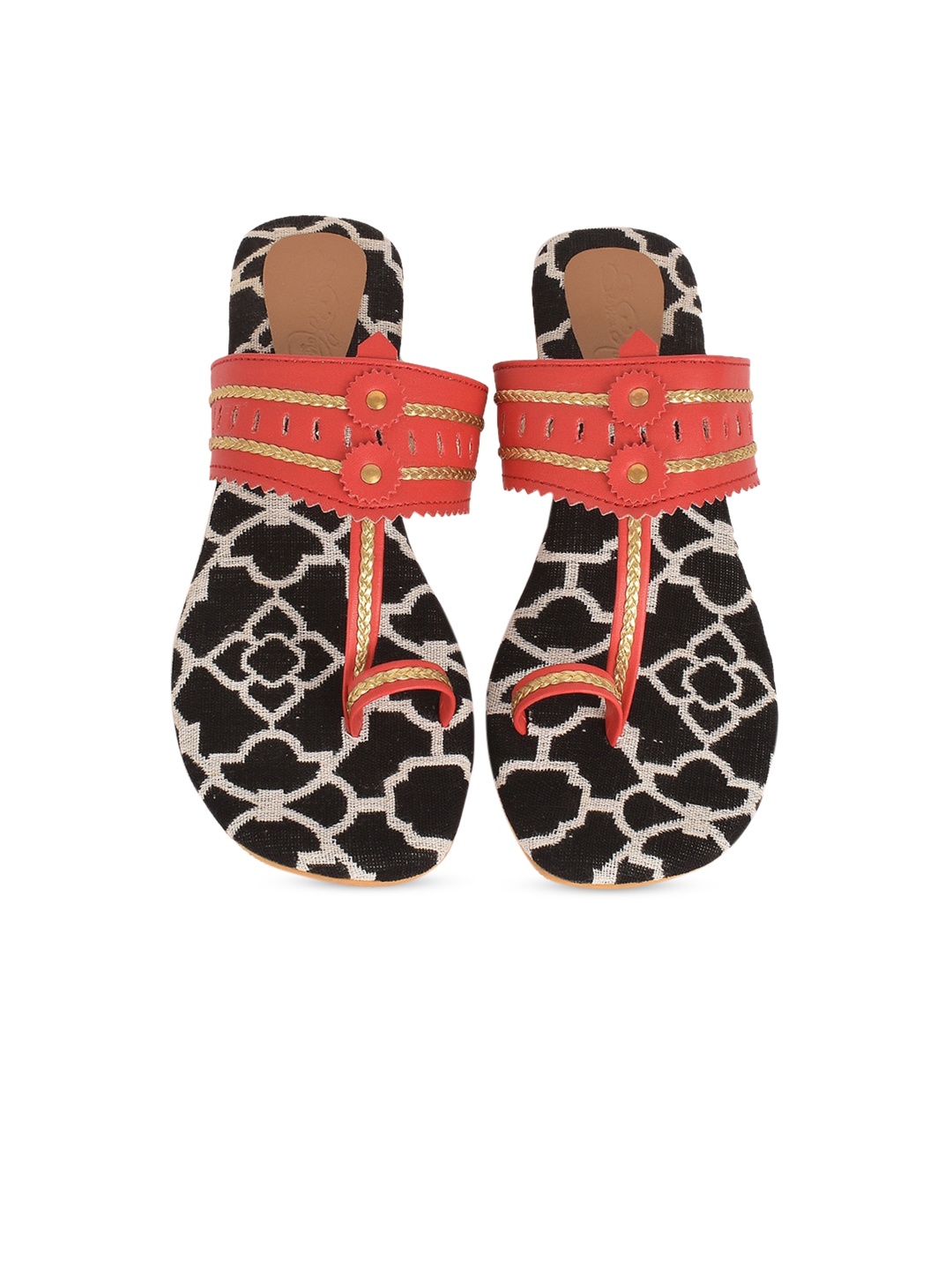 

Sole House Women Multicoloured Printed Open Toe Flats with Buckles, Multi