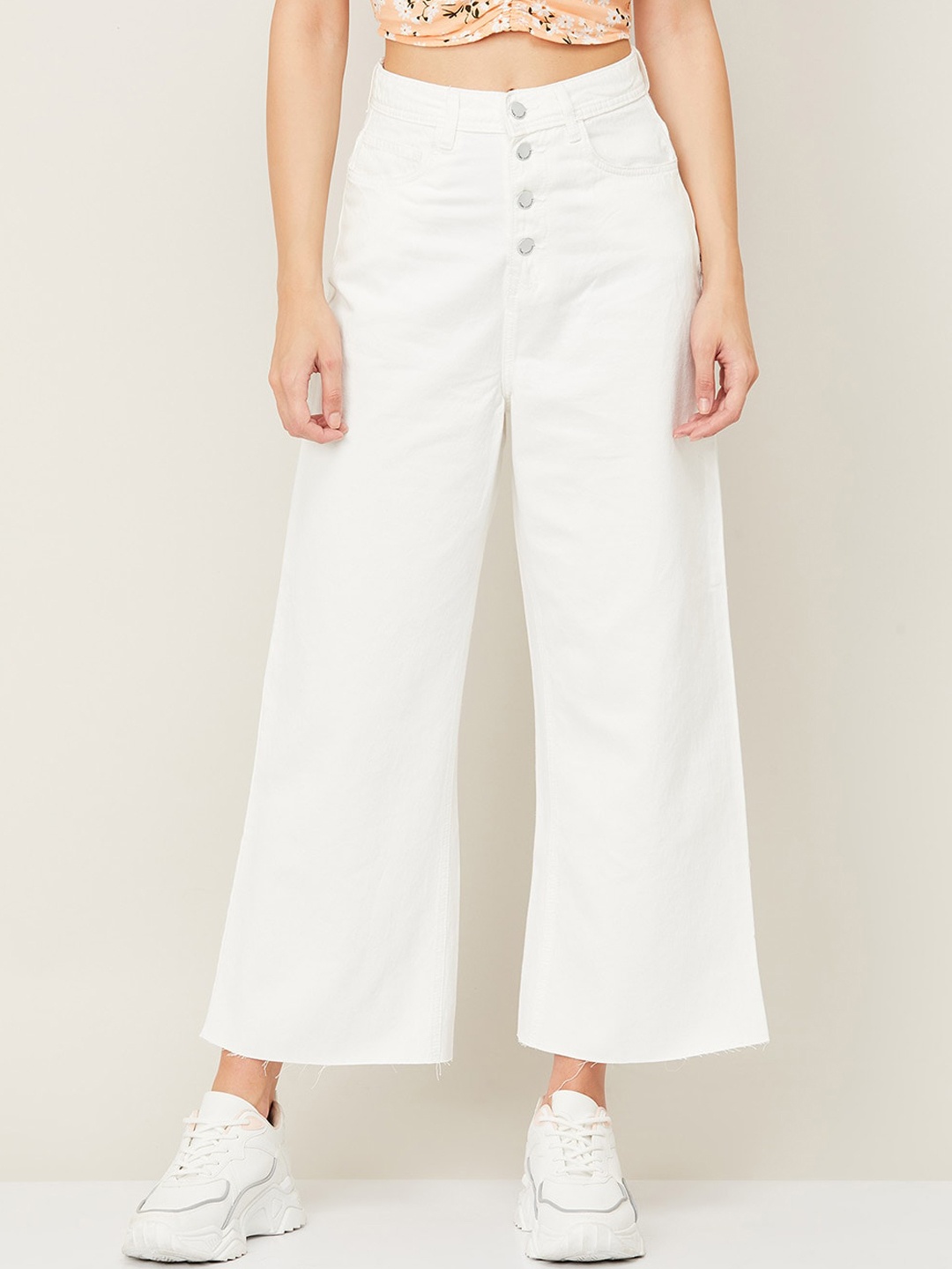 

Fame Forever by Lifestyle Women White Flared Cotton Jeans