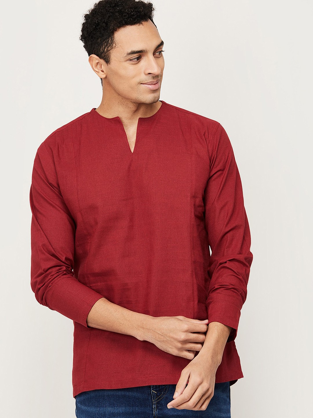 

Melange by Lifestyle Men Red Thread Work Kurta