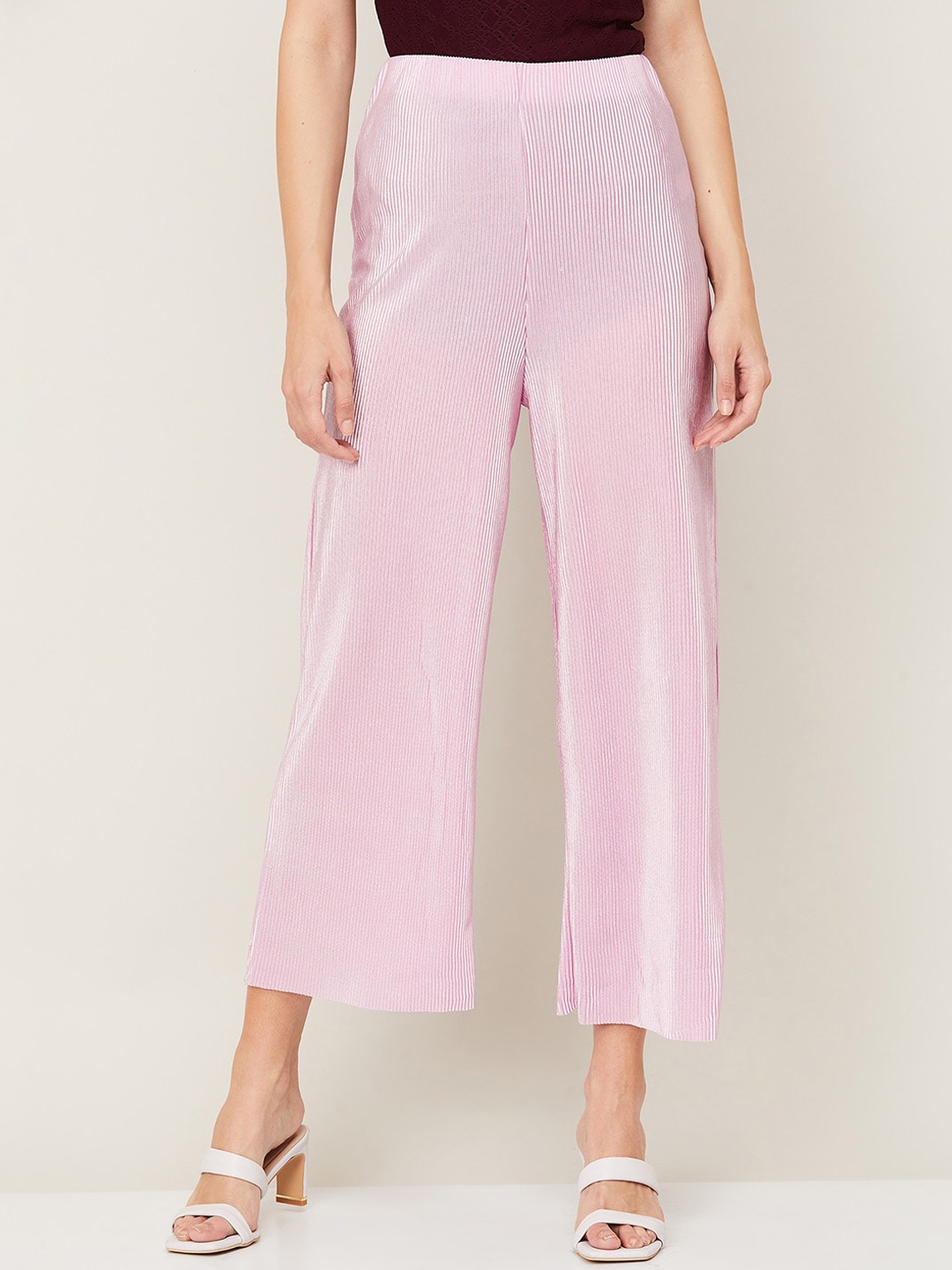

CODE by Lifestyle Women Purple High-Rise Cropped Trousers