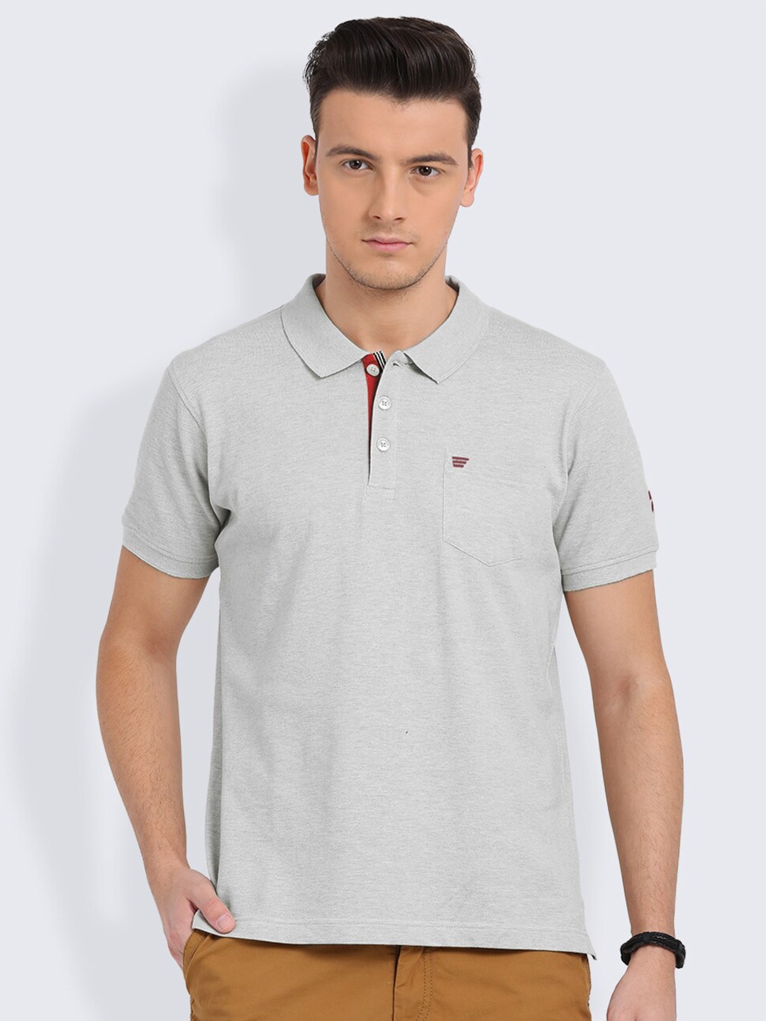 

t-base Men Off White Polo Collar Pure Cotton T-shirt