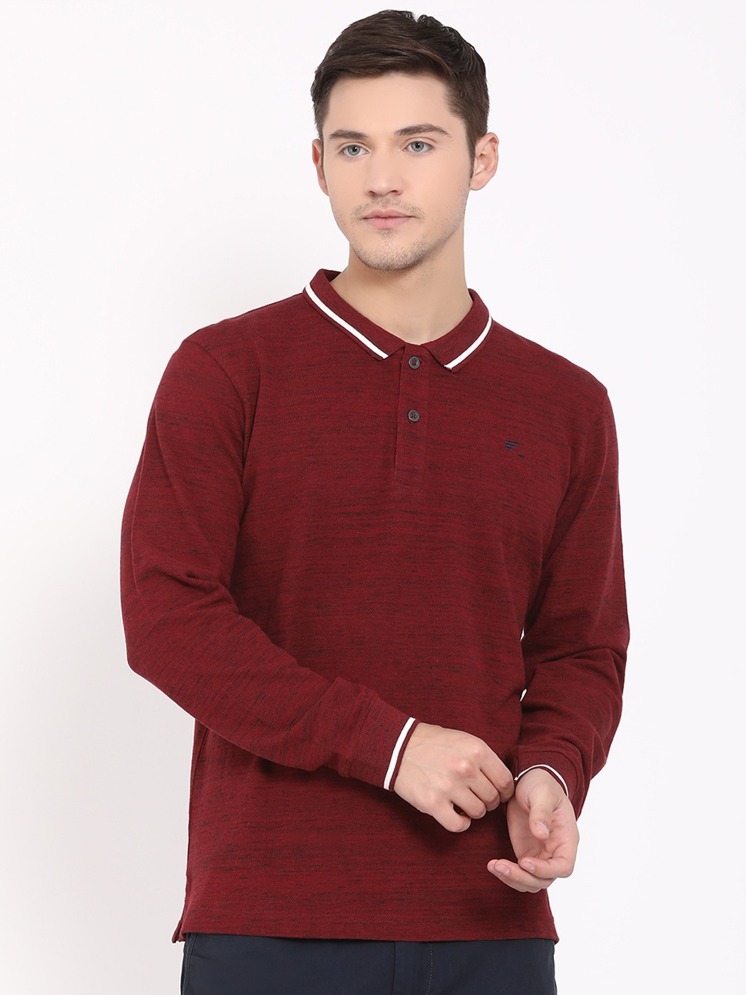 

t-base Men Red Pure Cotton Polo Collar T-shirt