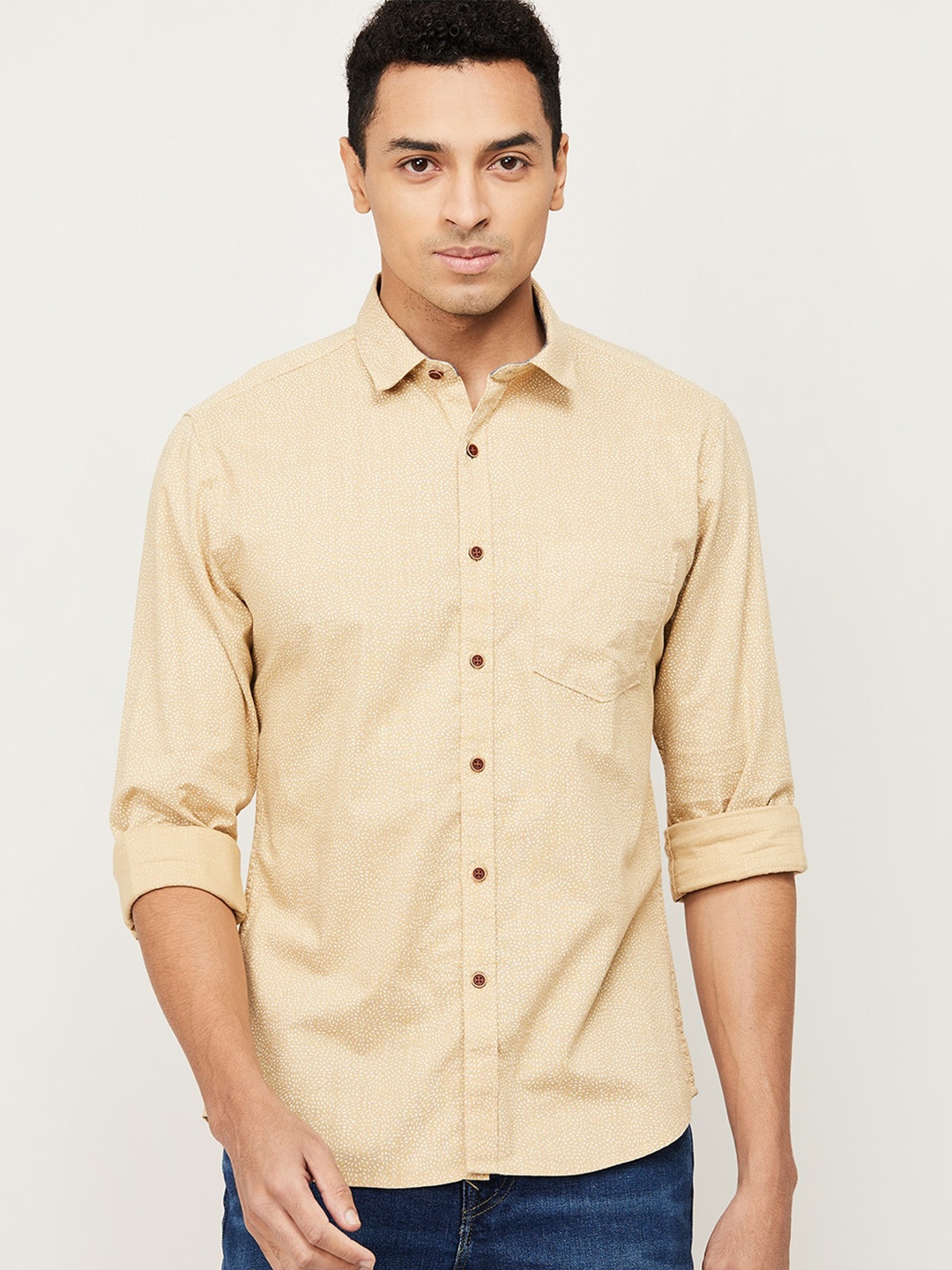 

CODE by Lifestyle Men Beige Casual Shirt