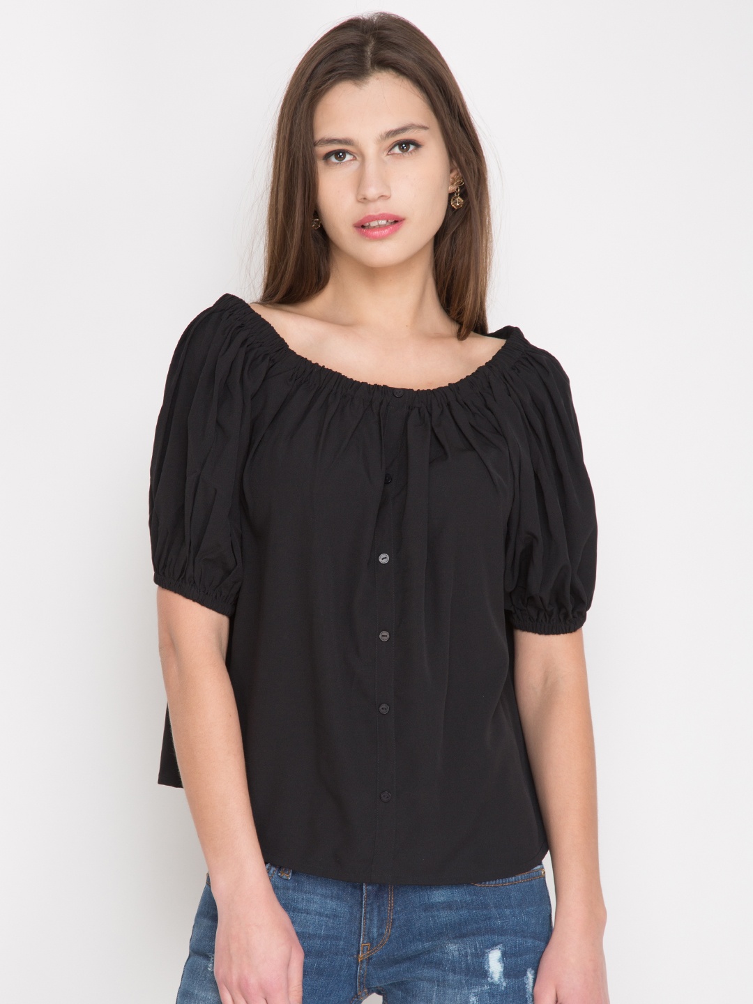 

Tokyo Talkies Women Black Regular Top