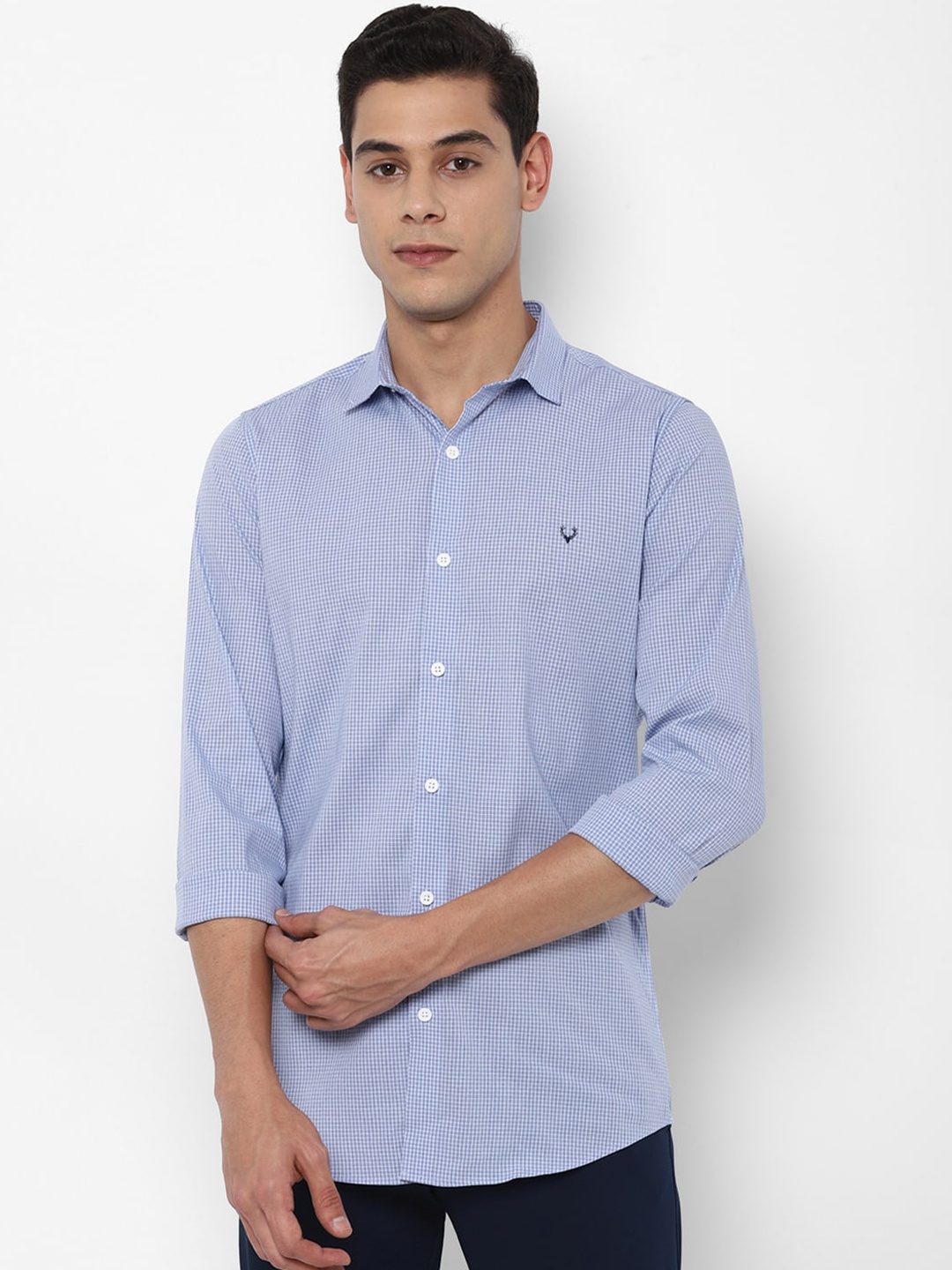 

Allen Solly Men Blue Slim Fit Micro Checked Cotton Casual Shirt