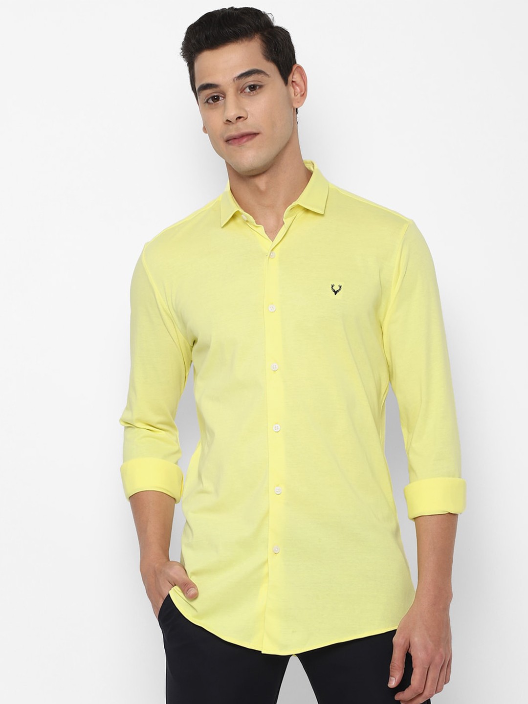 

Allen Solly Men Yellow Solid Slim Fit Casual Shirt