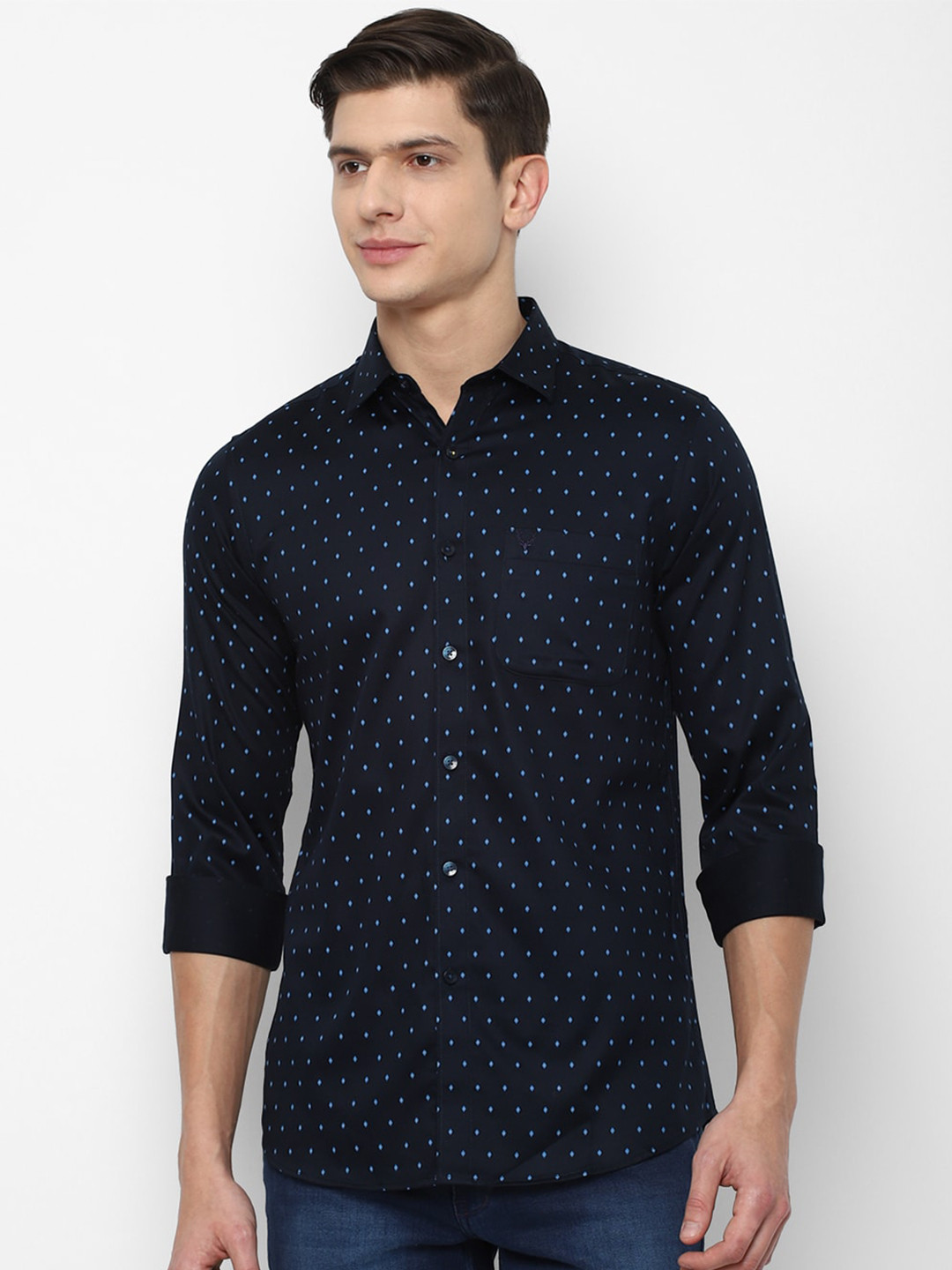 

Allen Solly Men Navy Blue Slim Fit Printed Casual Shirt