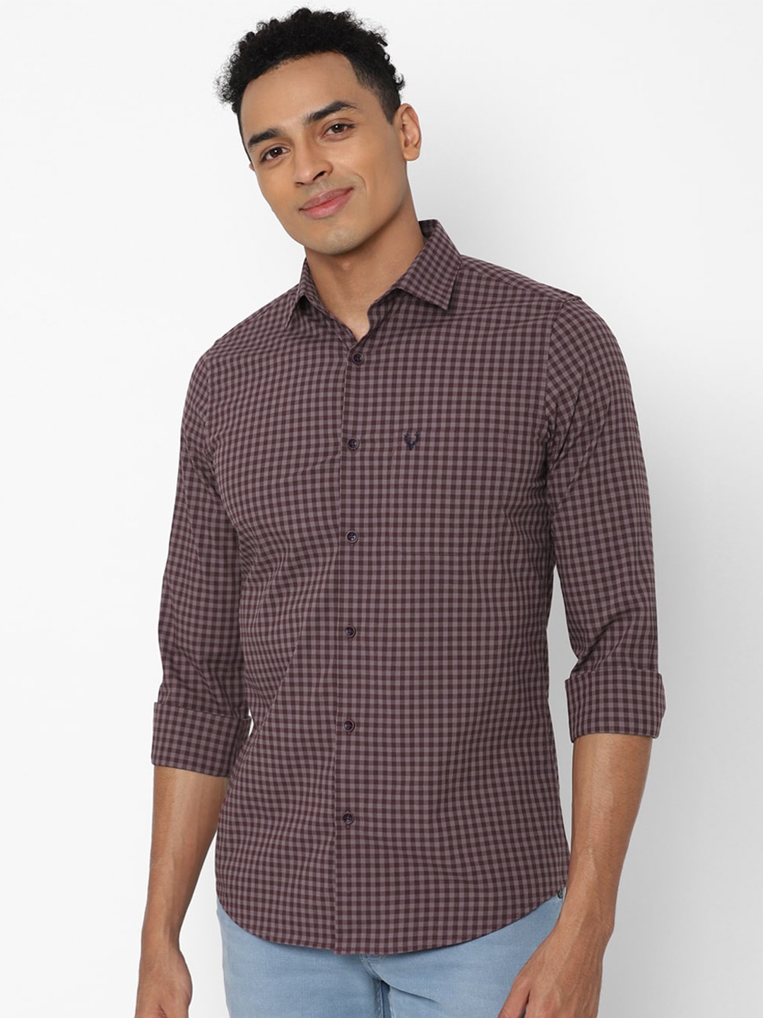 

Allen Solly Men Purple Slim Fit Gingham Checks Checked Casual Shirt