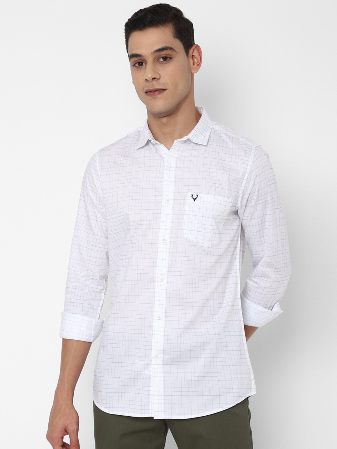 

Allen Solly Men White Slim Fit Checked Casual Shirt