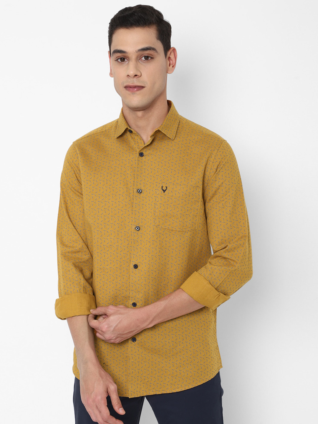 

Allen Solly Men Mustard Slim Fit Printed Casual Shirt