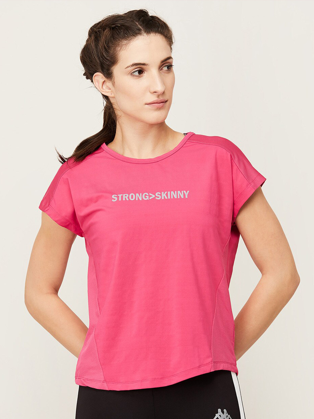 

Kappa Women Pink Printed Polyester Regular Fit T-shirt