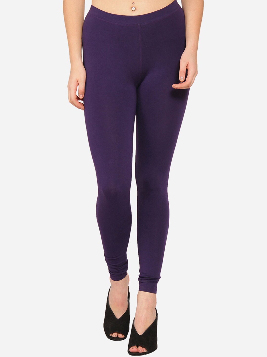 

Innocence Women Purple Solid Lycra Ankle Leggings