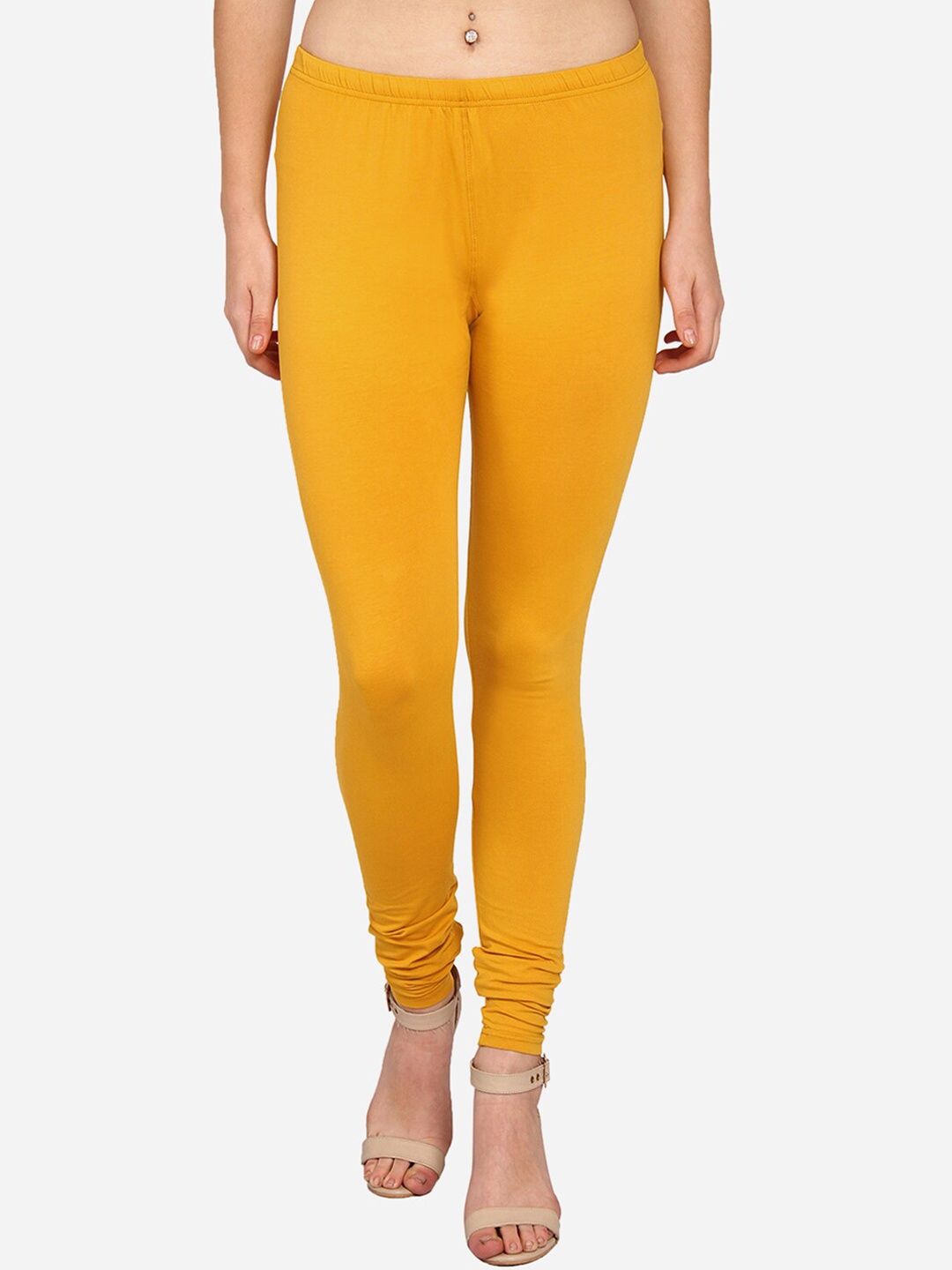 

Innocence Women Yellow Solid Churidar-Length Leggings
