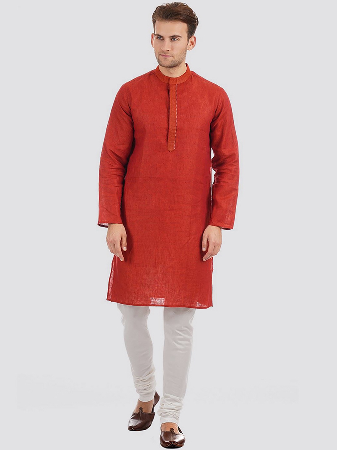 

Ethnicity Men Rust Solid Regular Kurta