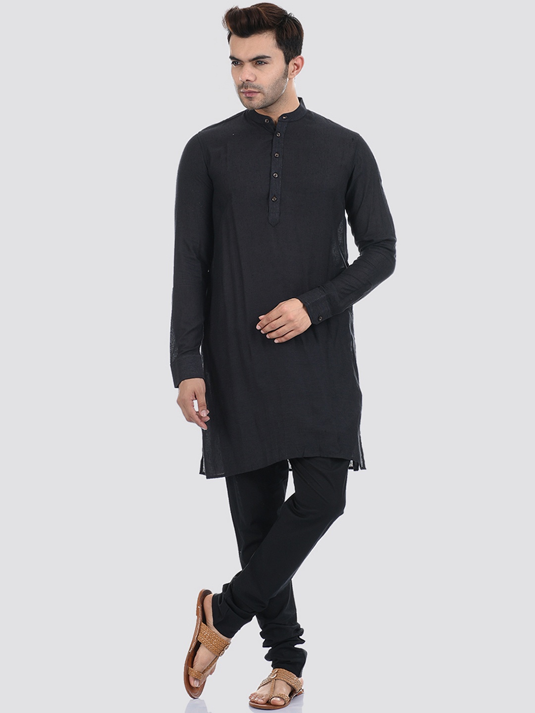 

Ethnicity Men Black Thread Work Kurta