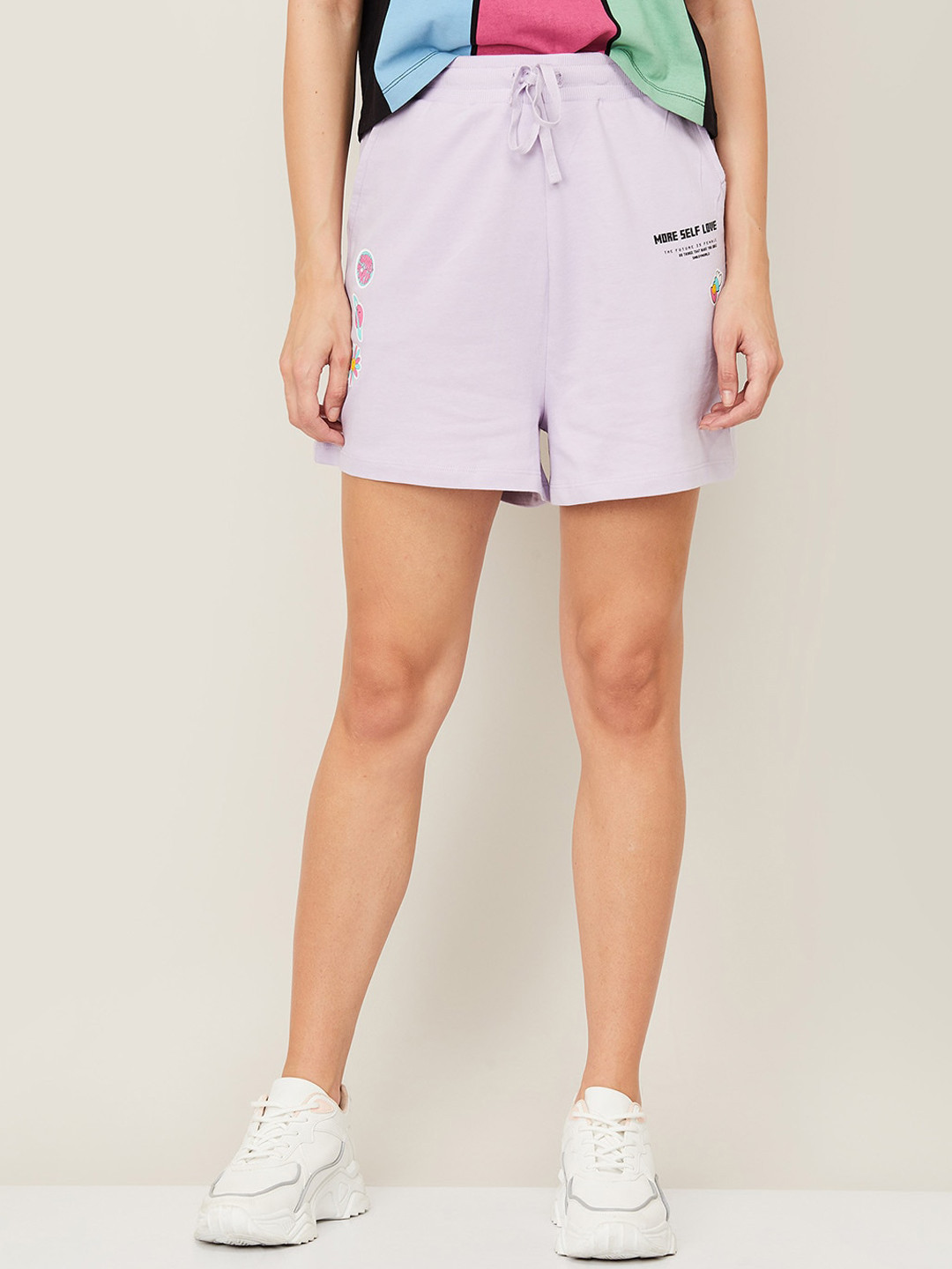 

SmileyWorld Women Purple Solid High-Rise Organic Cotton Regular Fit Shorts