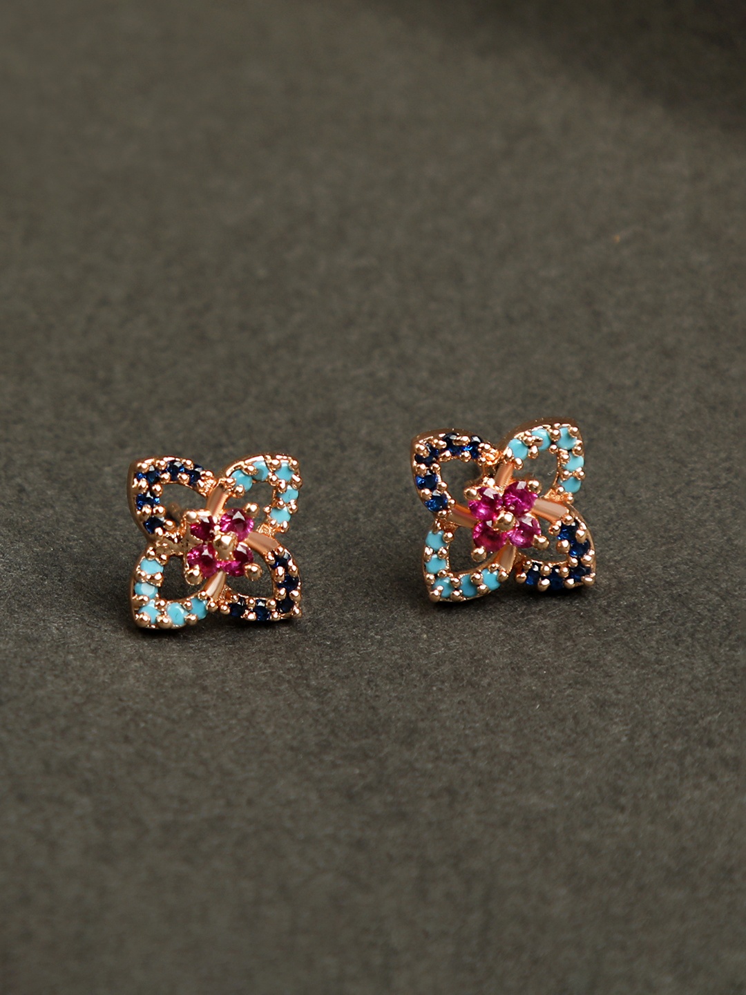 

ZINU Rose Gold Contemporary Studs Earrings