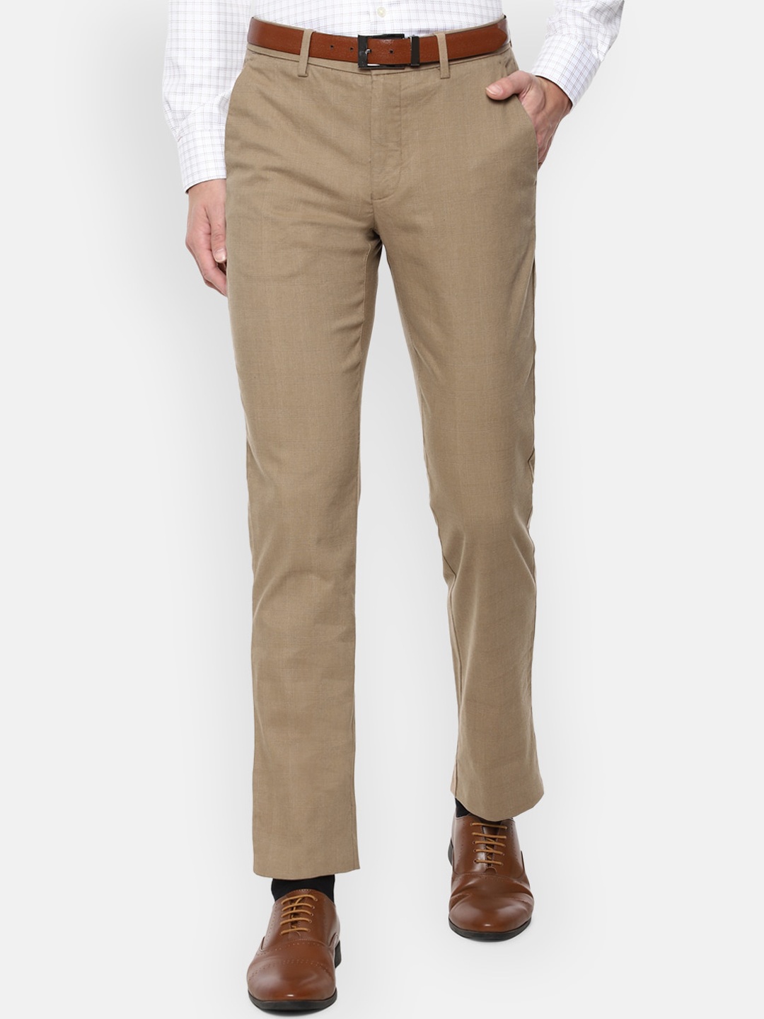 

Louis Philippe Men Khaki Solid Slim Fit Formal Trousers