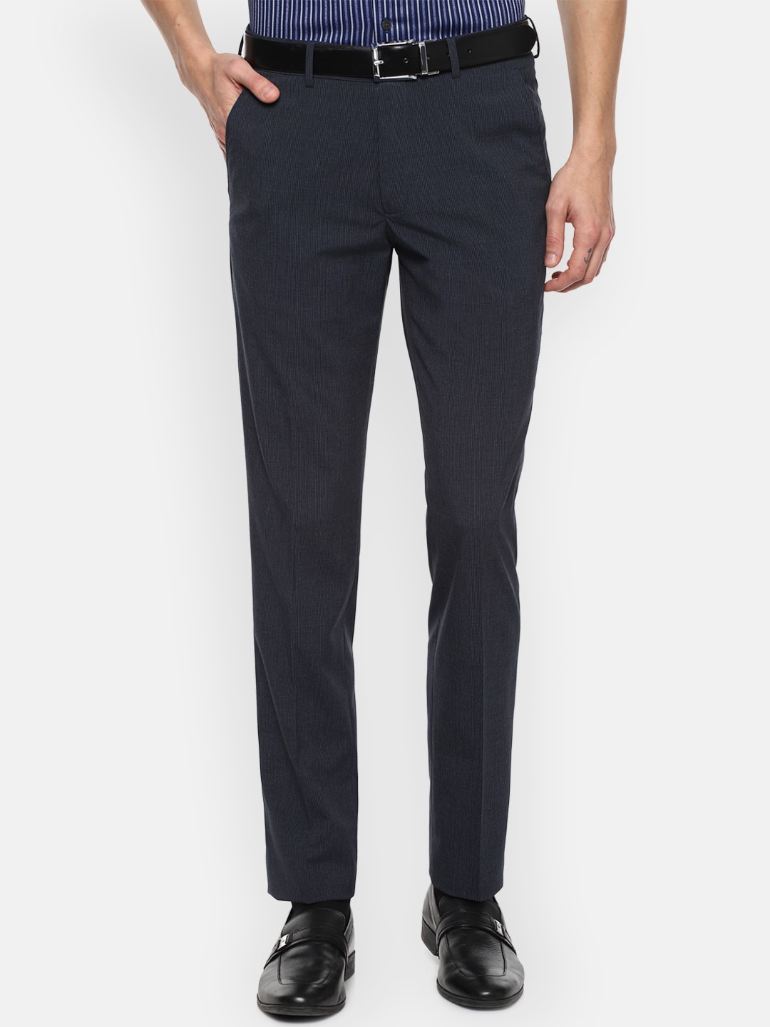 

Louis Philippe Men Navy Blue Slim Fit Formal Trousers