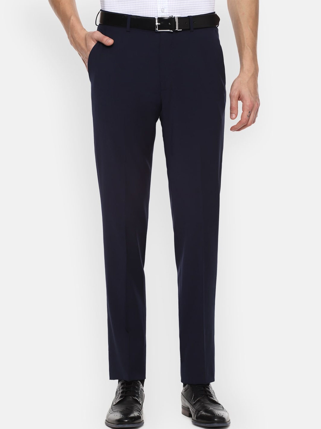 

Louis Philippe Permapress Men Navy Blue Slim Fit Trousers