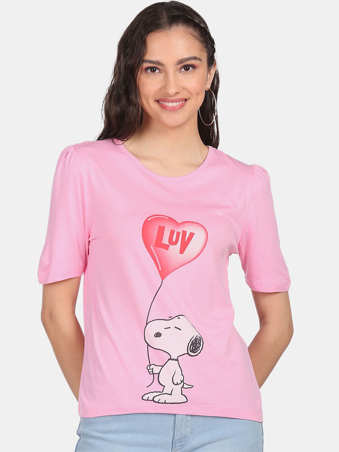 

Sugr Pink Graphic Printed Top